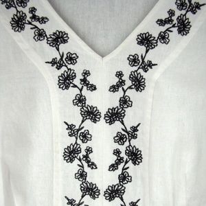 Sag Harbor Tops - White Embroidered Linen Rayon Tunic - 1X Plus Size Sag Harbor Tops - White Embroidered Linen Rayon Tunic - 1X Plus Size